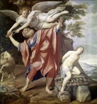 نقاشی صحنه قربانی شدن اسماعیل و یا اسحاق توسط پدرش ابراهیم