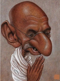 کاریکاتوری از گاندی در حال التماس و دادخواهی