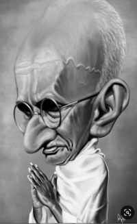 کاریکاتوری از مهاتما گاندی در حال عبادت