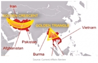 مناطق ماه طلایی و مثلث طلایی روی نقشه جهان برای تولید و حمل مواد مخدر