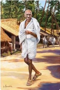 نقاشی از گاندی رهبر انقلاب هند